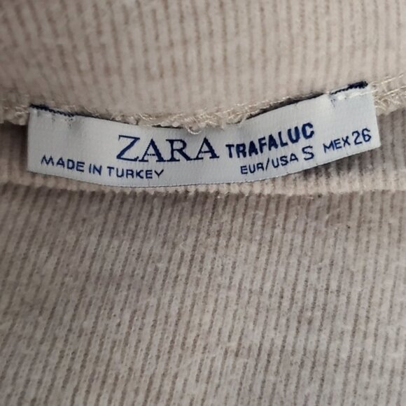 Zara Heathered Beige Mock Neck Cropped Knit Top - Picture 6 of 10
